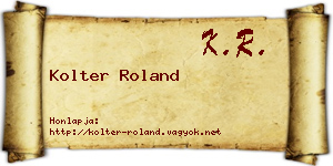 Kolter Roland névjegykártya